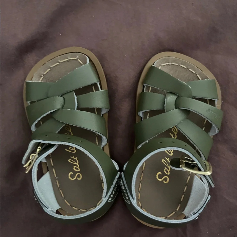 Salt Water Olive Green Kids Sandals - Strappy Buckle Toddler Sandals